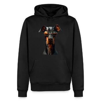Doberman chiens motif chien de garde fier dobermans - Sweat à capuche Premium bio Homme - noir - Devant - Nico (187cm)