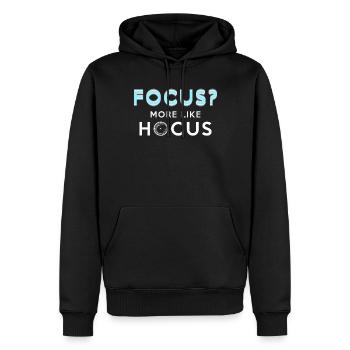 Fotograf Fotografie Focus? More Like Hocus - Männer Premium Bio Hoodie - Schwarz - Vorne - Nico (187cm)