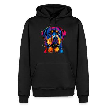 Rottweiler chien couleurs vives pop art fierté chiens - Sweat à capuche Premium bio Homme - noir - Devant - Nico (187cm)