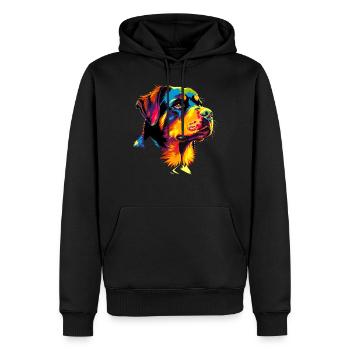Rottweiler chien couleurs vives pop art fierté chiens - Sweat à capuche Premium bio Homme - noir - Devant - Nico (187cm)