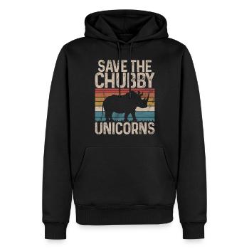 Speichern Sie Die Molligen Einhörner Fat Rino - Männer Premium Bio Hoodie - Schwarz - Vorne - Nico (187cm)