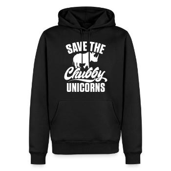 Speichern Sie Die Molligen Einhörner Fat Rino - Männer Premium Bio Hoodie - Schwarz - Vorne - Nico (187cm)