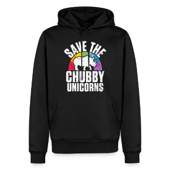 Speichern Sie Die Molligen Einhörner Fat Rino - Männer Premium Bio Hoodie - Schwarz - Vorne - Nico (187cm)