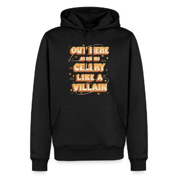 Allergie au céleri ici Éviter le céleri - Sweat à capuche Premium bio Homme - noir - Devant - Nico (187cm)