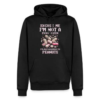Allergie aux arachides Je suis juste allergique aux arachides - Sweat à capuche Premium bio Homme - noir - Devant - Nico (187cm)