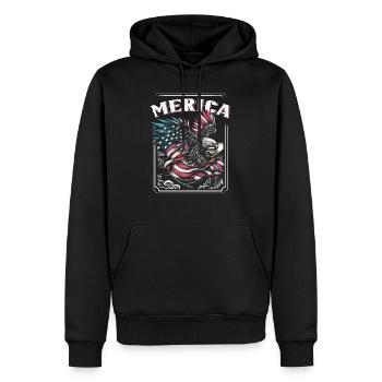 USA flag American Power 4th of July - Men’s Premium Organic Hoodie - black - Front - Nico (187cm)