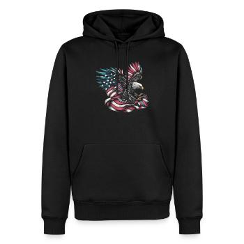 USA flag American Power 4th of July - Men’s Premium Organic Hoodie - black - Front - Nico (187cm)