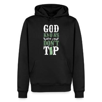 Bartender Mixologist God Knows - Männer Premium Bio Hoodie - Schwarz - Vorne - Nico (187cm)