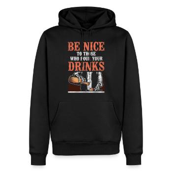 Barman Mixologue Soyez gentil avec - Sweat à capuche Premium bio Homme - noir - Devant - Nico (187cm)