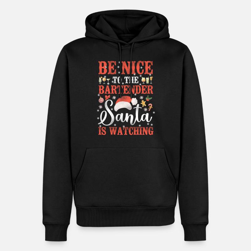 Barman Mixologue Noël Be - Sweat à capuche Premium bio Homme - noir