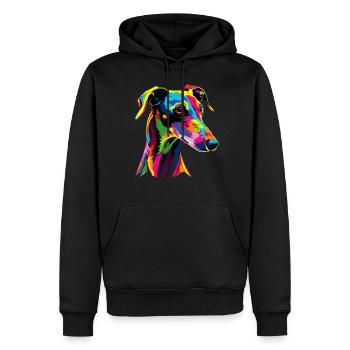 Lévrier Chiens Couleurs Colorées Pop Art Chien Lévrier - Sweat à capuche Premium bio Homme - noir - Devant - Nico (187cm)