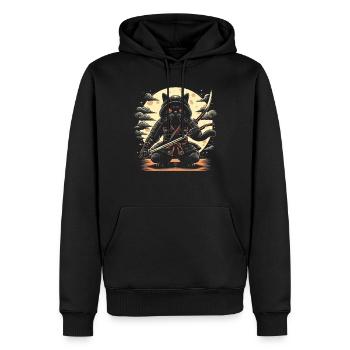 Ninja Chat Japonais Samouraï Japon Kawaii Warrior - Sweat à capuche Premium bio Homme - noir - Devant - Nico (187cm)