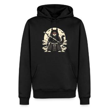 Ninja Katze Japanisch Samurai Japan Kawaii Krieger - Männer Premium Bio Hoodie - Schwarz - Vorne - Nico (187cm)
