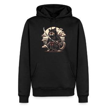 Ninja Katze Japanisch Samurai Japan Kawaii Krieger - Männer Premium Bio Hoodie - Schwarz - Vorne - Nico (187cm)