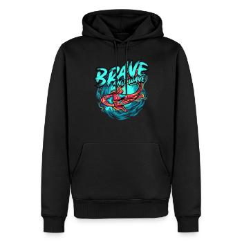 Kampffisch Brave And Wave - Männer Premium Bio Hoodie - Schwarz - Vorne - Nico (187cm)