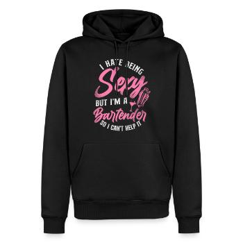Barman mixologue Je déteste être - Sweat à capuche Premium bio Homme - noir - Devant - Nico (187cm)