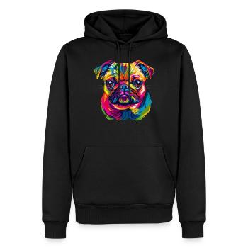 Mops Hund Bunte Farben Pop Art Regenbogen Carlino - Männer Premium Bio Hoodie - Schwarz - Vorne - Nico (187cm)