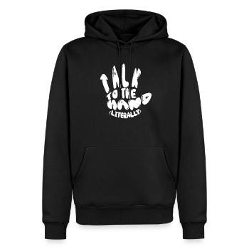 Interprète en langue des signes ASL - Sweat à capuche Premium bio Homme - noir - Devant - Nico (187cm)