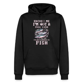 Allergie au poisson Je suis juste allergique au poisson - Sweat à capuche Premium bio Homme - noir - Devant - Nico (187cm)