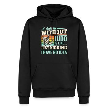 A day without Judo is like just kidding I have no - Männer Premium Bio Hoodie - Schwarz - Vorne - Nico (187cm)