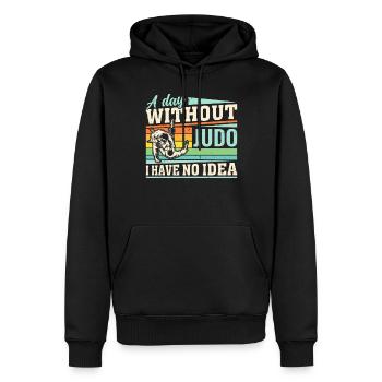 A day without Judo I have no idea - Judo Fighter J - Männer Premium Bio Hoodie - Schwarz - Vorne - Nico (187cm)