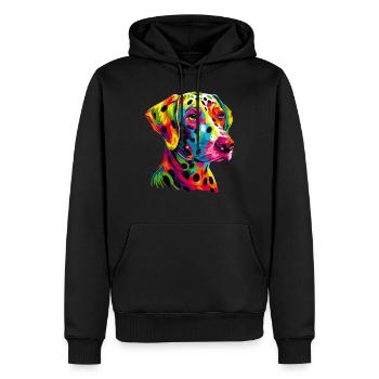 Dalmatiner Hunde Bunte Farben Pop Art Regenbogen - Männer Premium Bio Hoodie - Schwarz - Vorne - Nico (187cm)