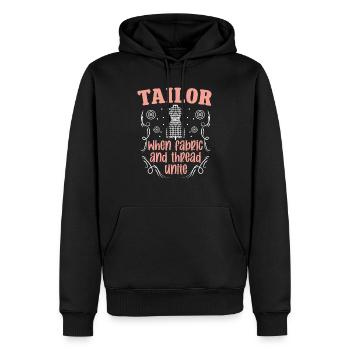 Tailor Fabric And Thread Unite Sewing Seamstress - Men’s Premium Organic Hoodie - black - Front - Nico (187cm)