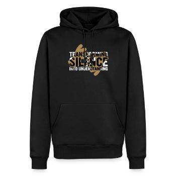 Interprète en langue des signes ASL - Sweat à capuche Premium bio Homme - noir - Devant - Nico (187cm)