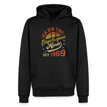 55e anniversaire J’ai 55 ans Marque déposée - Sweat à capuche Premium bio Homme - noir - Devant - Nico (187cm)