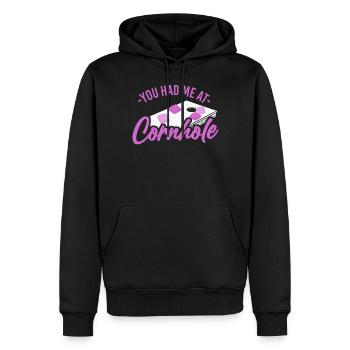 Joueur de sac de haricots de l’équipe Cornhole - Sweat à capuche Premium bio Homme - noir - Devant - Nico (187cm)
