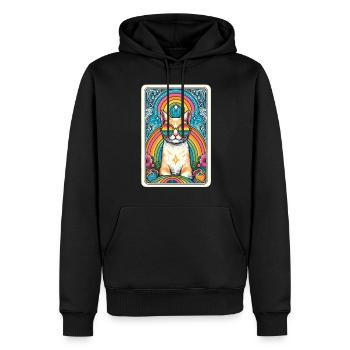 Carte de Tarot, Chat, L’Allié, Arc-en-ciel, Chat LGBTQ - Sweat à capuche Premium bio Homme - noir - Devant - Nico (187cm)
