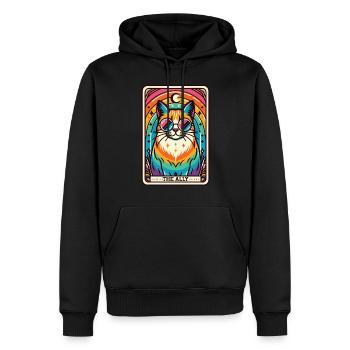 Carte de Tarot, Chat, L’Allié, Arc-en-ciel, Chat LGBTQ - Sweat à capuche Premium bio Homme - noir - Devant - Nico (187cm)