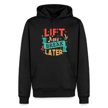 Fitness Motivation Bodybuilder Lift Now Break - Sweat à capuche Premium bio Homme - noir - Devant - Nico (187cm)