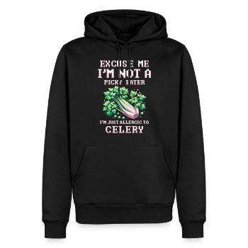 Allergie au céleri Je suis juste allergique au céleri - Sweat à capuche Premium bio Homme - noir - Devant - Nico (187cm)