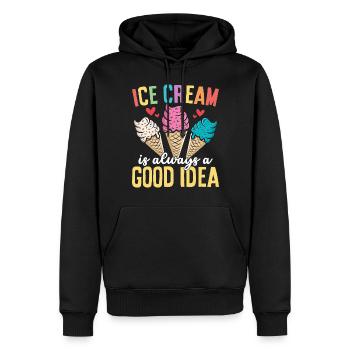 La crème glacée est toujours une bonne idée Drôle Sucré - Sweat à capuche Premium bio Homme - noir - Devant - Nico (187cm)