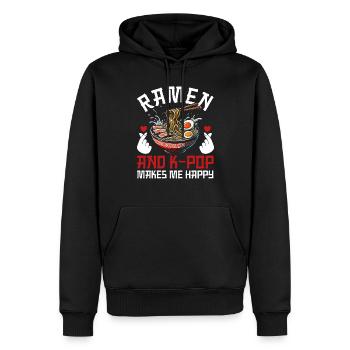 Ramen et K-Pop Marchandise Kawaii Finger Heart - Sweat à capuche Premium bio Homme - noir - Devant - Nico (187cm)