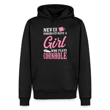 Joueur de sac de haricots de l’équipe Cornhole - Sweat à capuche Premium bio Homme - noir - Devant - Nico (187cm)