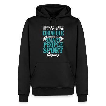 Cornhole Team Bean Bag Player - Männer Premium Bio Hoodie - Schwarz - Vorne - Nico (187cm)