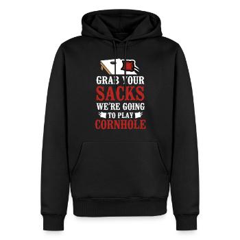 Cornhole Team Bean Bag Player - Männer Premium Bio Hoodie - Schwarz - Vorne - Nico (187cm)