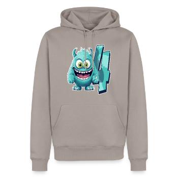 Monster design for children – four years - Men’s Premium Organic Hoodie - taupe - Front - Nico (187cm)