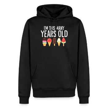 Ich bin so viele Jahre alt 5. Geburtstag Lustiges Eis - Männer Premium Bio Hoodie - Schwarz - Vorne - Nico (187cm)