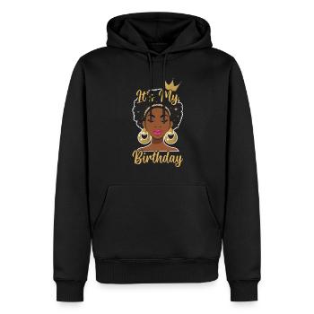 Geburtstagskönigin Afroamerikaner Melanin Schwarz - Männer Premium Bio Hoodie - Schwarz - Vorne - Nico (187cm)