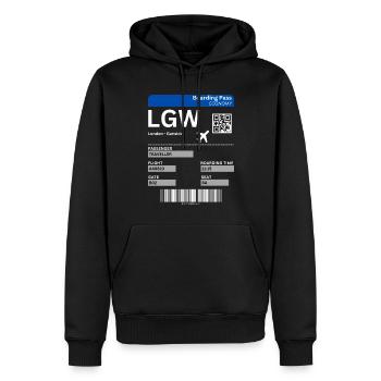 London Gatwick LGW Airport Flugticket Idee - Männer Premium Bio Hoodie - Schwarz - Vorne - Nico (187cm)