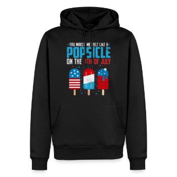 Tu me fais fondre comme une sucette glacée le 4 - Sweat à capuche Premium bio Homme - noir - Devant - Nico (187cm)