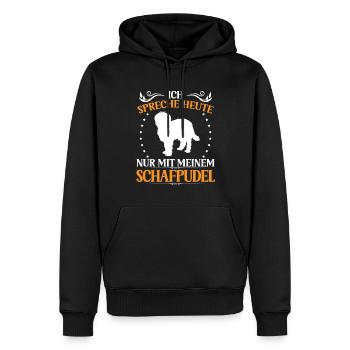 Caniche mouton Ne parlez qu’à Caniche mouton - Sweat à capuche Premium bio Homme - noir - Devant - Nico (187cm)