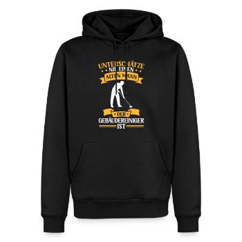 Nettoyeur de bâtiment vieil homme nettoyeur de vitres - Sweat à capuche Premium bio Homme - noir - Devant - Nico (187cm)