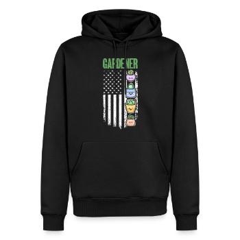 Gardener US Flag - Hobby Gardener - Männer Premium Bio Hoodie - Schwarz - Vorne - Nico (187cm)