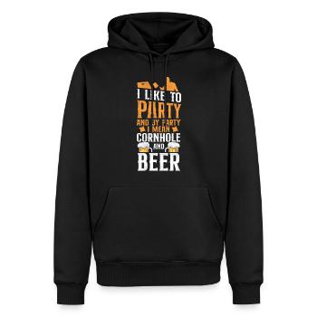 Cornhole Team Bean Bag Player - Männer Premium Bio Hoodie - Schwarz - Vorne - Nico (187cm)