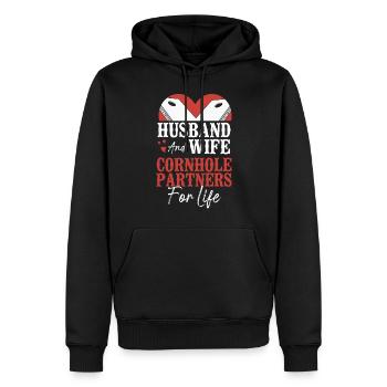 Cornhole Team Bean Bag Player - Männer Premium Bio Hoodie - Schwarz - Vorne - Nico (187cm)
