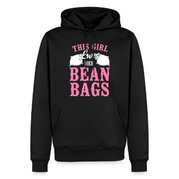 Joueur de sac de haricots de l’équipe Cornhole - Sweat à capuche Premium bio Homme - noir - Devant - Nico (187cm)